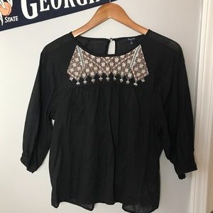 Madewell Starflower Shirred Peasant Top